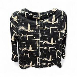 Multiples Black and Cream Abstract Blouse